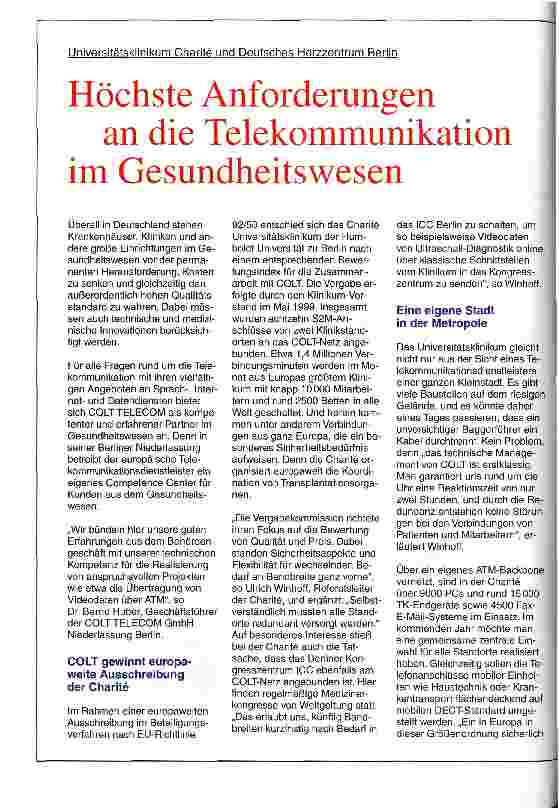 Vorschauseite 1: Höchste Anforderungen an die Telekommunikation im Gesundheitswesen