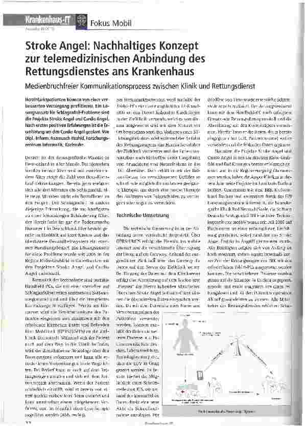 Vorschauseite 1: Stroke Angel: Nachhaltiges Konzept zur telemedizinischen Anbindung des Rettungsdienstes ans Krankenhaus