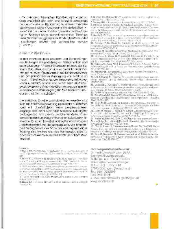 Vorschauseite 6: Die intraossare Infusion in der KindernotfaHmedizin und Kinderanästhesie