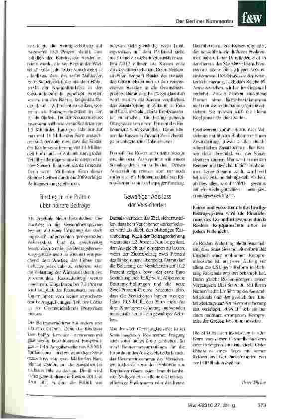 Vorschauseite 2: Gesundheitsprämie auf den Kopf gestellt