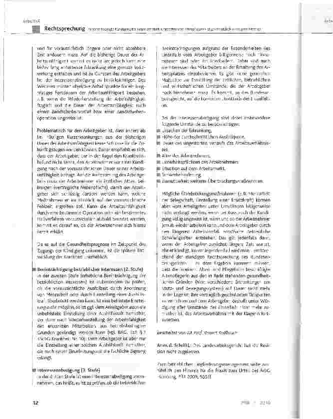 Vorschauseite 5: Personenbedingte Kündigung bei körperlich stark eingeschränkter Altenpflegerin ist grundsätzlich sozial gerechtfertigt