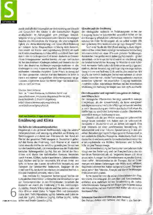 Vorschauseite 1: Ernährung und Klima