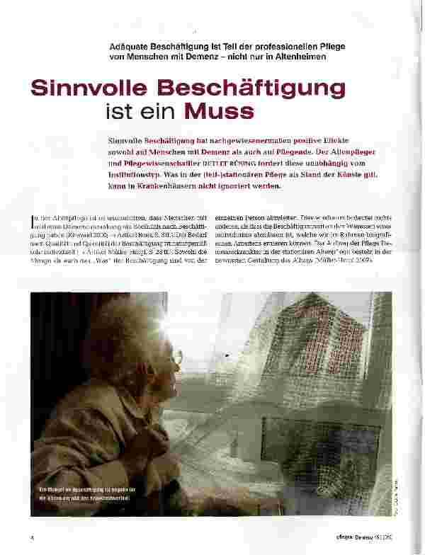 Vorschauseite 1: Sinnvolle Beschäftigung ist ein Muss