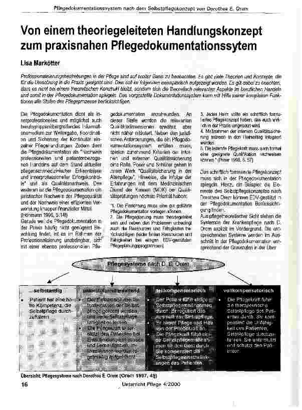 Vorschauseite 1: Von einem theoriegeleiteten Handlungskonzept zum praxisnahen Pflegedokumentationssytem