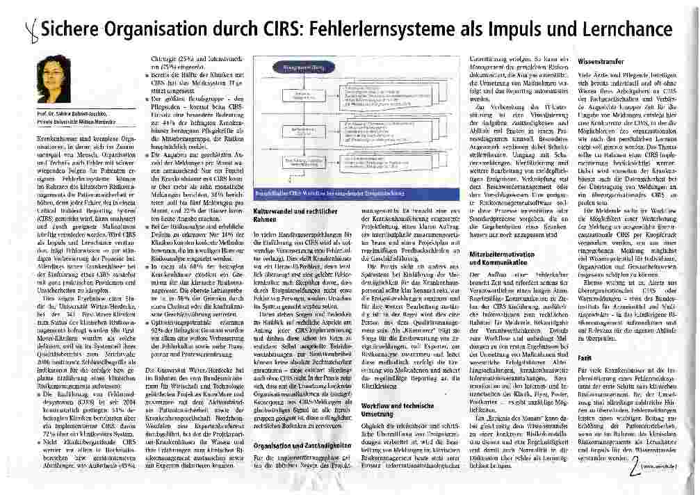 Vorschauseite 1: Sichere Organisation durch CIRS: Fehlerlernsysteme als Impuls und Lernchance