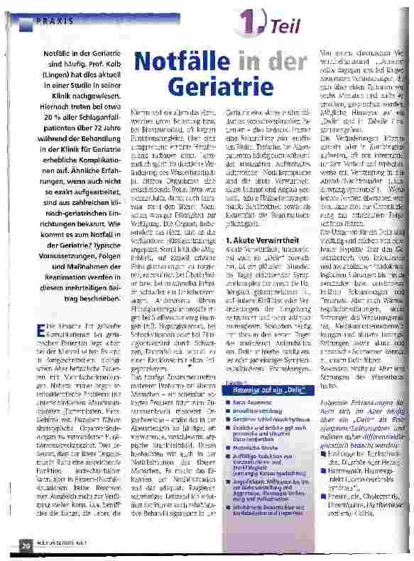 Vorschauseite 1: Notfälle in der Geriatrie 1. Teil