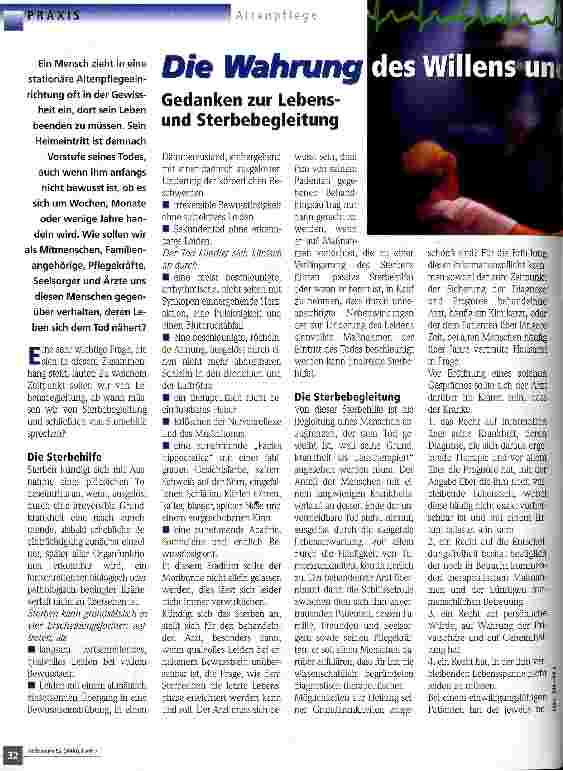 Vorschauseite 1: Die Wahrung des Willens und der Würde Gedanken zur Lebensund Sterbebegleitung