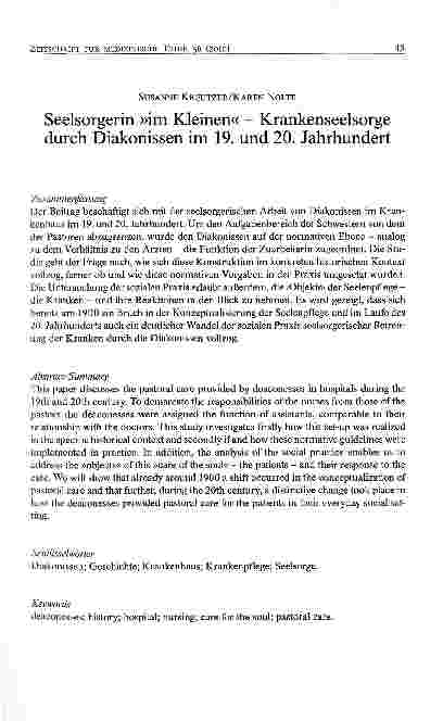 Vorschauseite 1: Seelsorgerin »im Kleinen« - Krankenseelsorge durch Diakonissen im 19. und 20. Jahrhundert