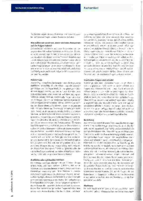 Vorschauseite 2: Spiritualität im ärztlichen Alltag