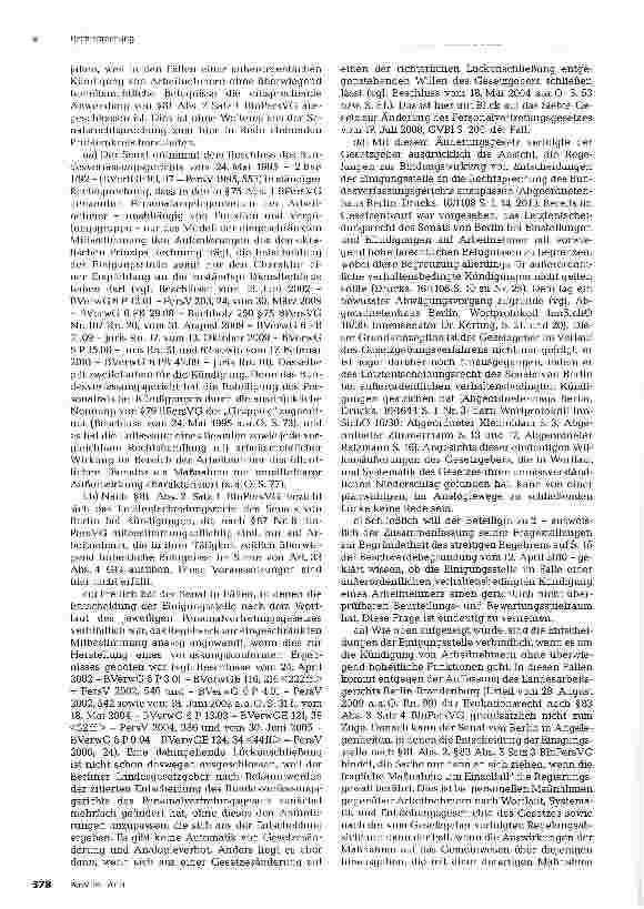 Vorschauseite 2: Letztentscheidungsrecht des Senats von Berlin bei außerordentlicher verhaltensbedingter / Kündigung gerichtliche Überprüfung des Beschlusses der Einigungsstelle