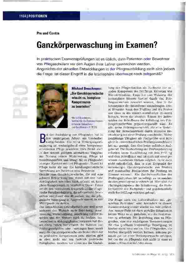 Vorschauseite 1: Pro und ContraGanzkörperwaschung im Examen?
