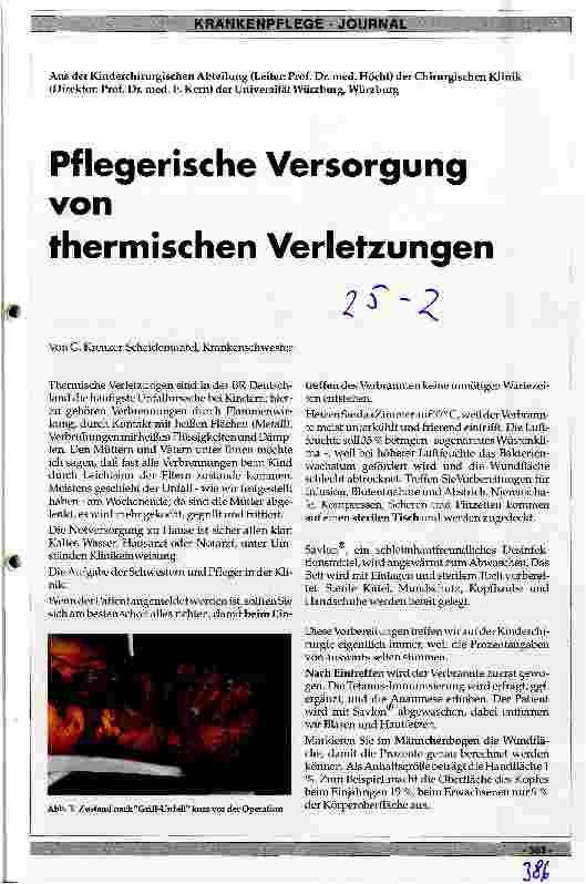 Vorschauseite 1: Pflegerische Versorgung von thermischen Verletzungen