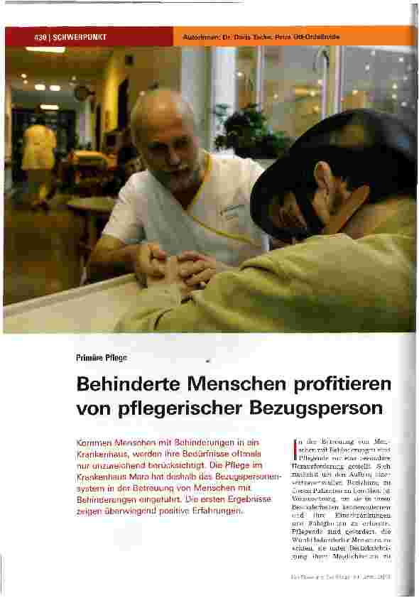 Vorschauseite 1: Behinderte Menschen profitieren von pflegerischer Bezugsperson