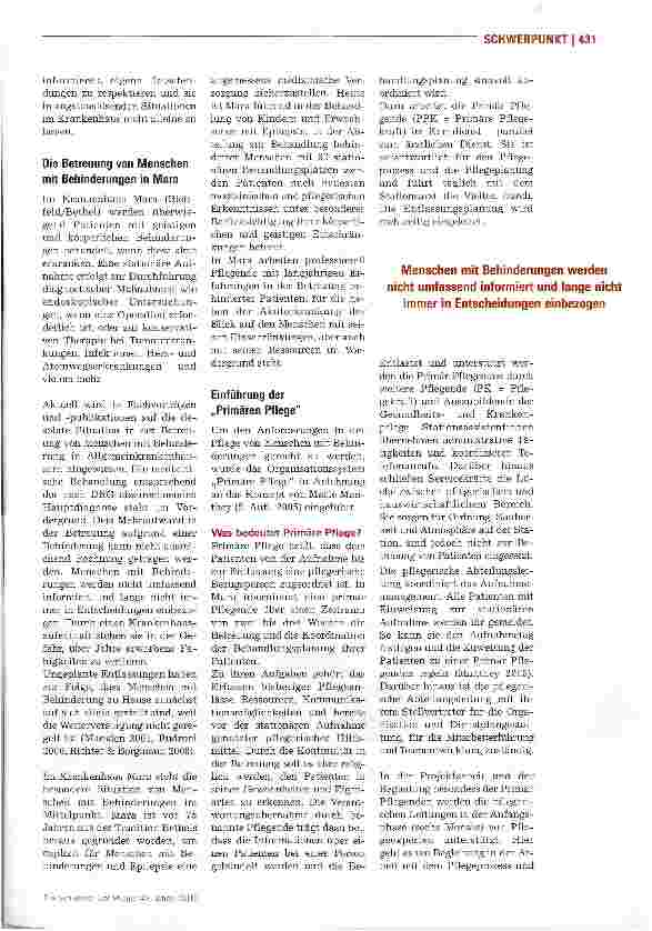 Vorschauseite 2: Behinderte Menschen profitieren von pflegerischer Bezugsperson