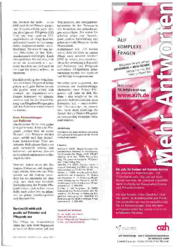 Vorschauseite 6: Behinderte Menschen profitieren von pflegerischer Bezugsperson