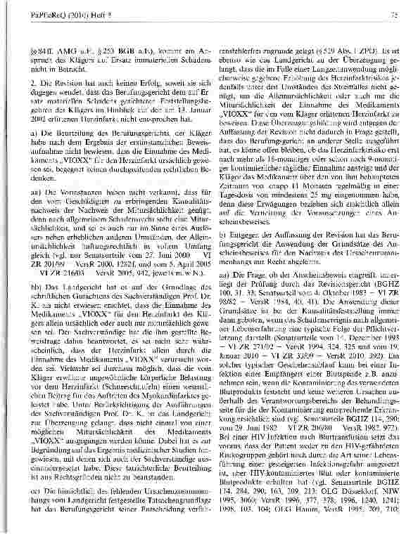 Vorschauseite 3: Zum Beweis des Ursachenzusammenhangs zwischen der Einnahme eines Arzneimittels und dem Gesundheitsschaden des Patienten BGH, Urt v. 16.03.2010 - VI ZR 64/09