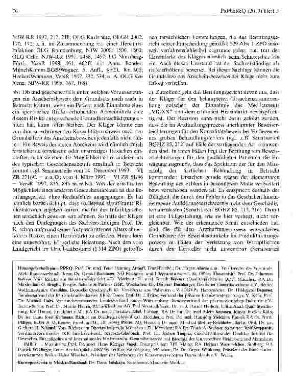 Vorschauseite 4: Zum Beweis des Ursachenzusammenhangs zwischen der Einnahme eines Arzneimittels und dem Gesundheitsschaden des Patienten BGH, Urt v. 16.03.2010 - VI ZR 64/09