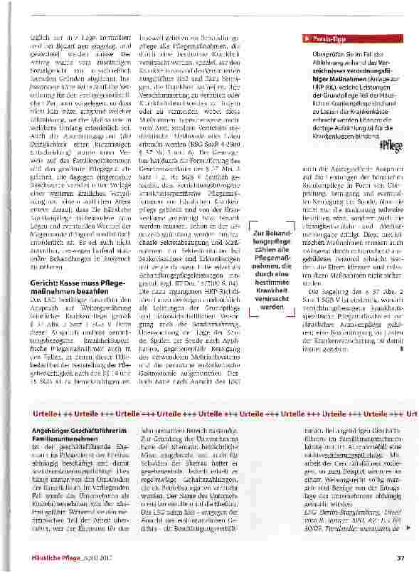 Vorschauseite 2: Sondenversorgung zu Lasten der Kasse