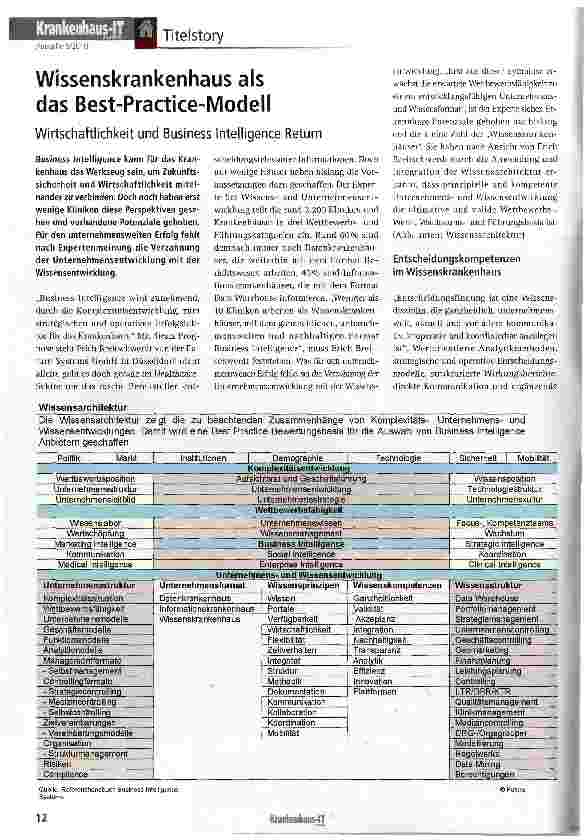 Vorschauseite 1: Wissenskrankenhaus als das Best-Practice-Modell