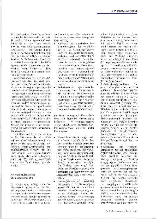 Vorschauseite 2: Positive Fortführungsprognose und nachhaltiges Existenzsicherungsprogramm Maßnahmen zur Vermeidung von Insolvenzen oder Kassenschließungen (Teil 1)
