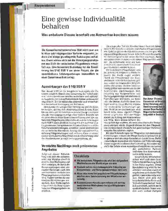 Vorschauseite 1: Eine gewisse Individualität behalten Was ambulante Dienste innerhalb von Netzwerken beachten müssen