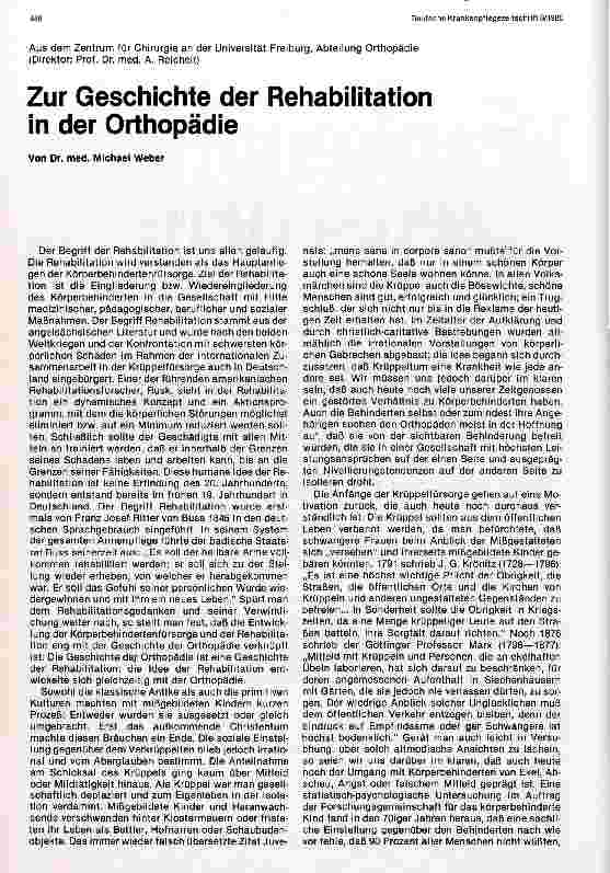 Vorschauseite 1: Zur Geschichte der Rehabilitation in der Orthopädie