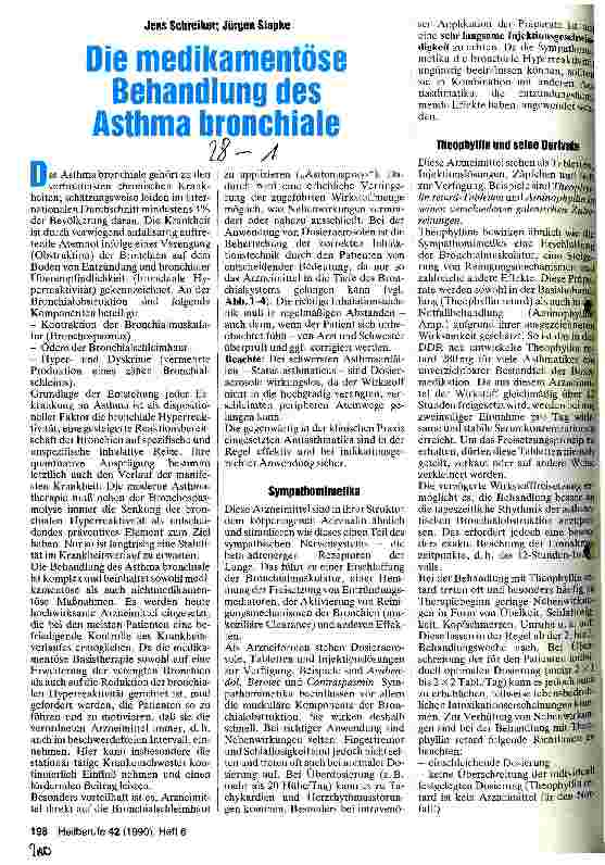 Vorschauseite 1: Die medikamentöse Behandlung des Asthma bronchiale