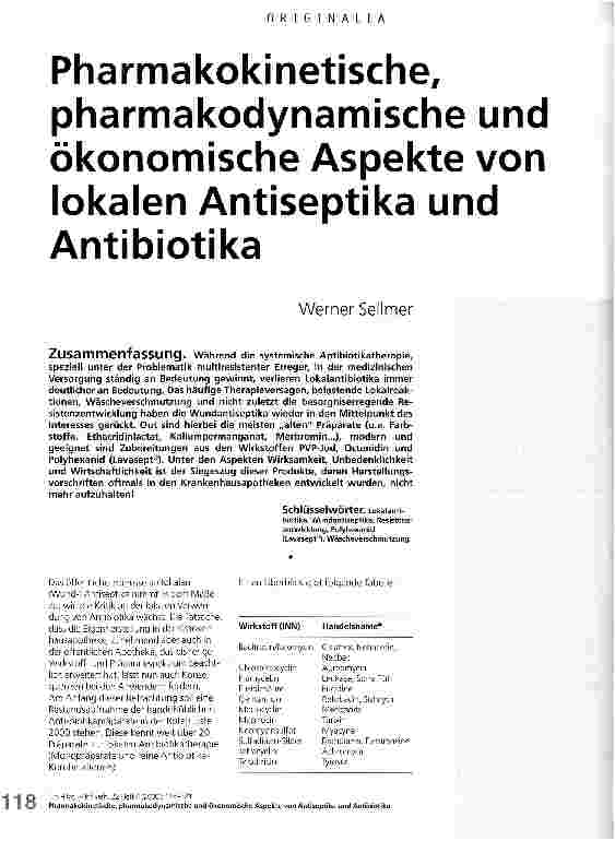 Vorschauseite 1: Pharmakokinetische, pharmakodynamische und ökonomische Aspekte von lokalen Antiseptika und Antibiotika