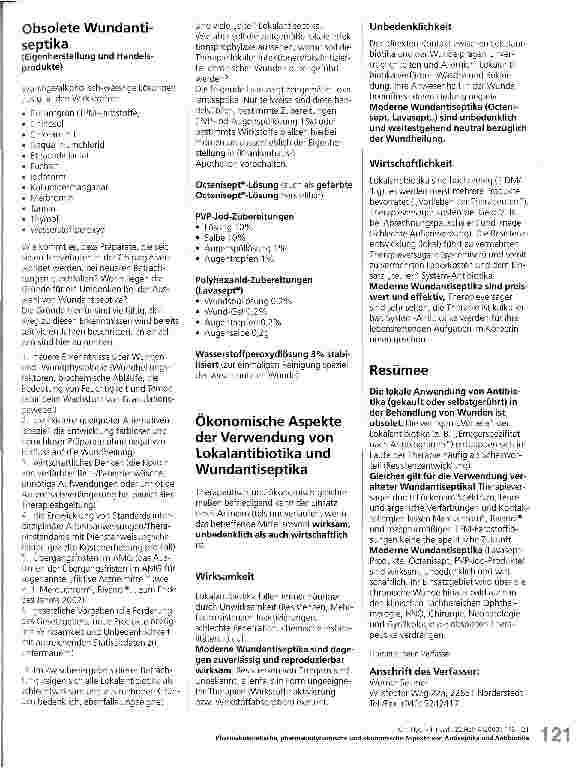 Vorschauseite 3: Pharmakokinetische, pharmakodynamische und ökonomische Aspekte von lokalen Antiseptika und Antibiotika