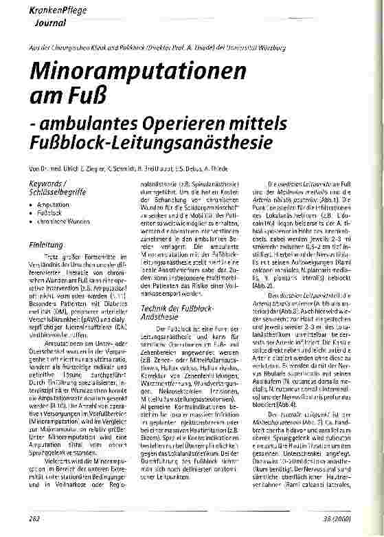 Vorschauseite 1: Minoramputationen am Fuß - ambulantes Operieren mittels Fußblock-Leitungsanästhesie