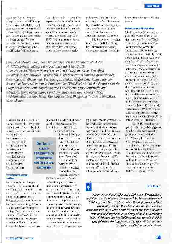 Vorschauseite 2: Lebensrettende Medikamente für alle Medikamentenkampagne der Organisation Ärzte ohne Grenzen