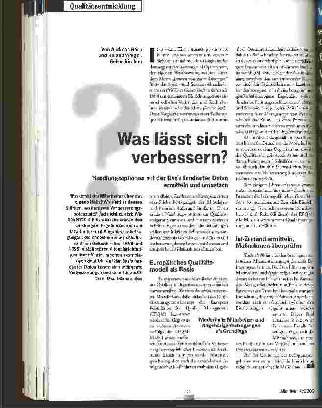 Vorschauseite 1: Was lässt sich verbessern? Handlungsoptionen auf der Basis fundierter Daten ermitteln und umsetzen
