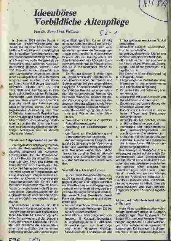Vorschauseite 1: Ideenbörse - Vorbildliche Altenpflege