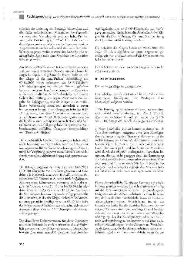 Vorschauseite 3: Zur Wirksamkeit einer außerordentlichen und vorsorglich ordentlichen Kündigung wegen versuchtem Arbeitszeitbetrug