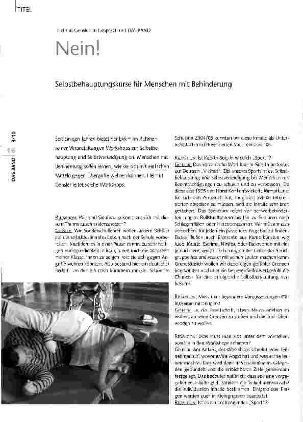 Vorschauseite 1: Nein! Selbstbehauptungskurse für Menschen mit Behinderung