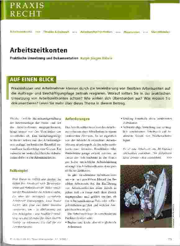 Vorschauseite 1: Arbeitszeitkonten