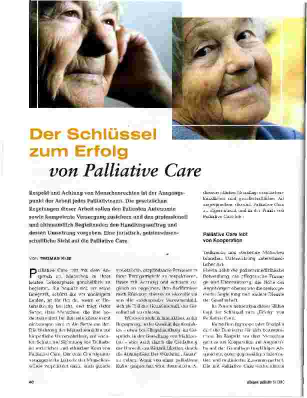 Vorschauseite 1: Der Schlüssel zum Erfolg von Palliative Care