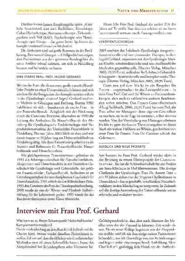 Vorschauseite 2: Frauen in der Naturheilkunde: Prof. Dr. Ingrid Gerhard