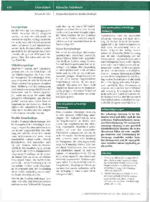 Vorschauseite 3: Perioperative Versorgung des Kindes mit schwierigem Atemweg