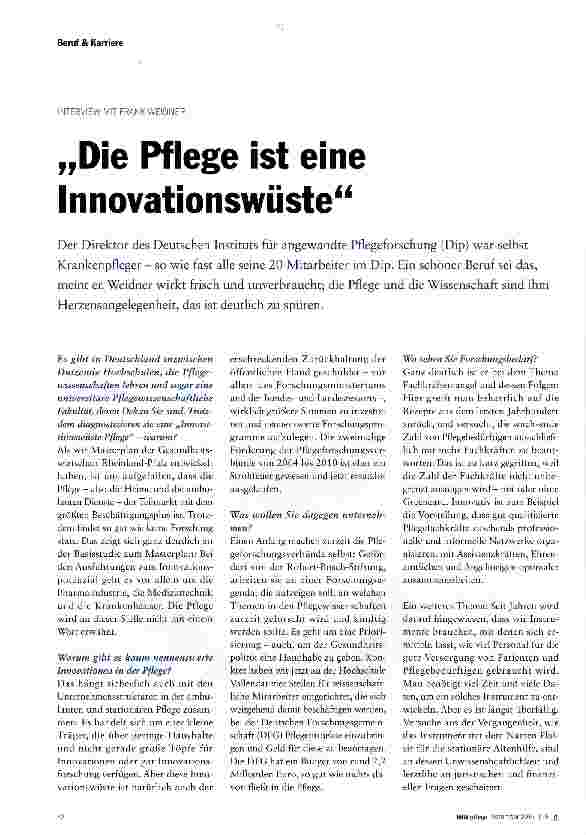 Vorschauseite 1: „Die Pflege ist eine Innovationswüste