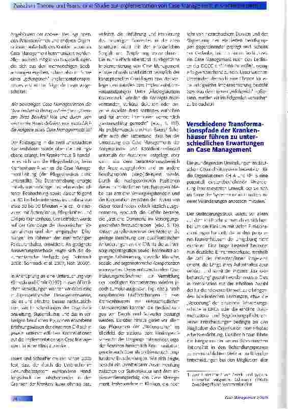 Vorschauseite 2: Zwischen Theorie und Praxis:eine Studie zur Implementation vonCase Management in Krankenhäusern