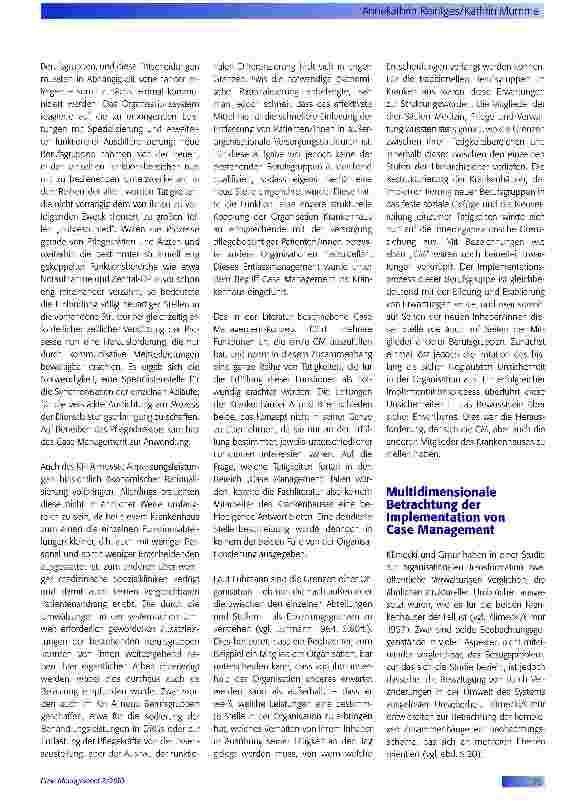 Vorschauseite 3: Zwischen Theorie und Praxis:eine Studie zur Implementation vonCase Management in Krankenhäusern