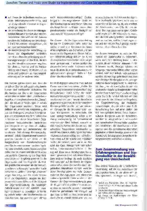 Vorschauseite 4: Zwischen Theorie und Praxis:eine Studie zur Implementation vonCase Management in Krankenhäusern