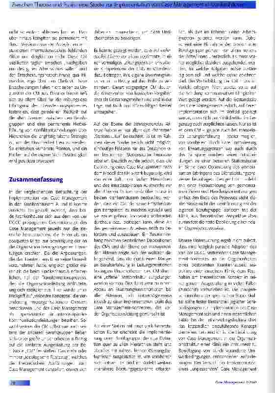 Vorschauseite 6: Zwischen Theorie und Praxis:eine Studie zur Implementation vonCase Management in Krankenhäusern