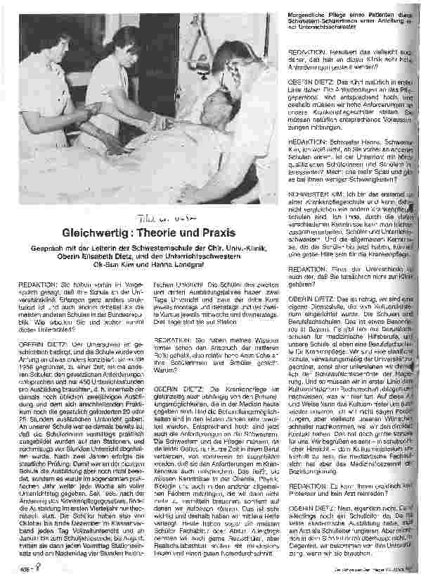 Vorschauseite 1: Die Chirurgische Universitäts-Klinik Erlangen Gleichwertig: Theorie und Praxis
