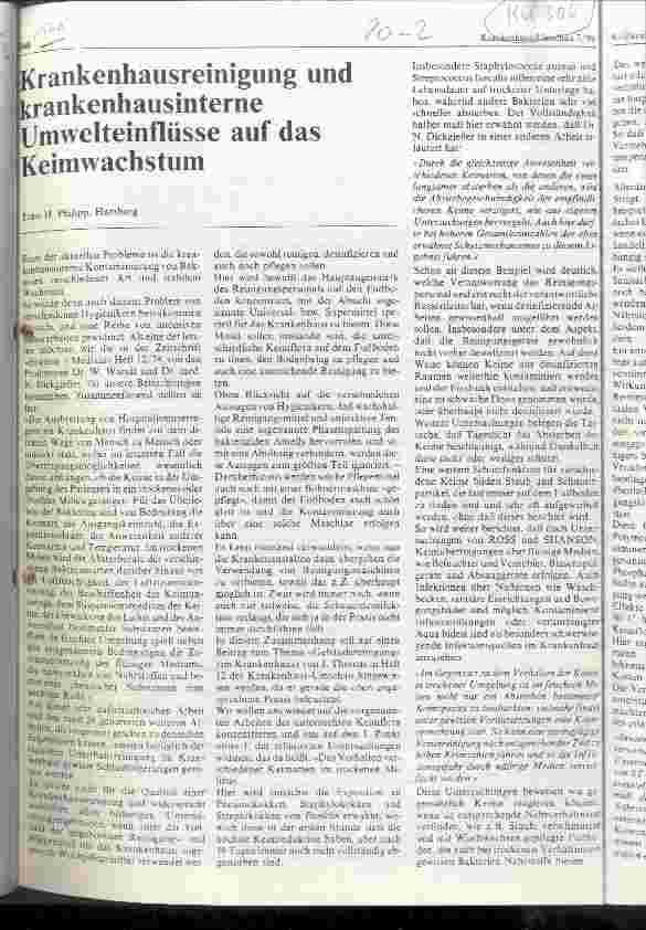 Vorschauseite 1: Krankenhausreinigung und krankenhausinterne Umwelteinflüsse auf das Keimwachstum