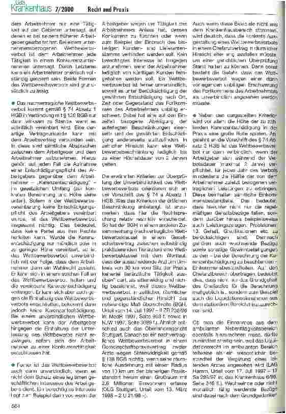 Vorschauseite 2: Konkurrenzschutzklauseln in Chefarztverträgen