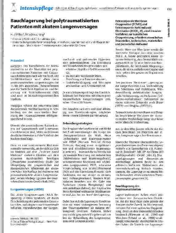Vorschauseite 1: Bauchlagerung bei polytraumatisierten Patienten mit akutem Lungenversagen