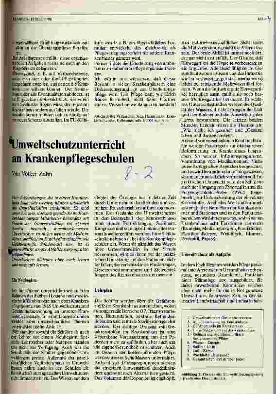 Vorschauseite 1: Umweltschulunterricht an Krankenpflegeschulen