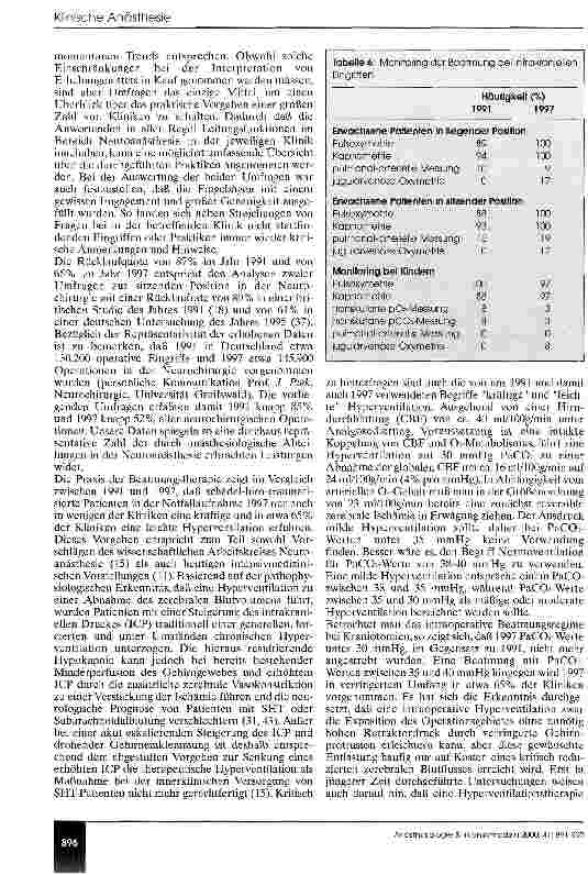 Vorschauseite 6: Beatmung in der Neuroanästhesie Ein Vergleich in der Bundesrepublik Deutschland zwischen 1991 und 1997
